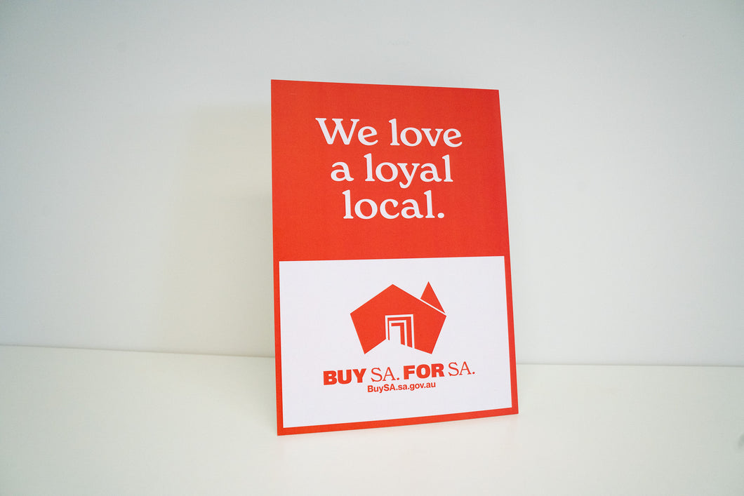 Buy SA. For SA. A4 Counter Card - We love a loyal local